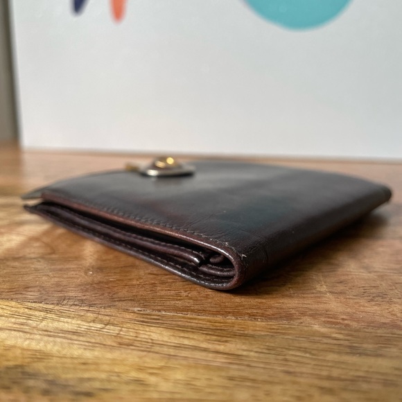 RARE Vintage GUCCI 70s Horseshoe Leather Slim Bi-fold Wallet Brown 925 Hardware - Picture 7 of 16